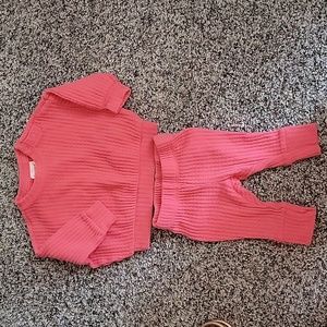 Coral 2 piece waffle weave outfit